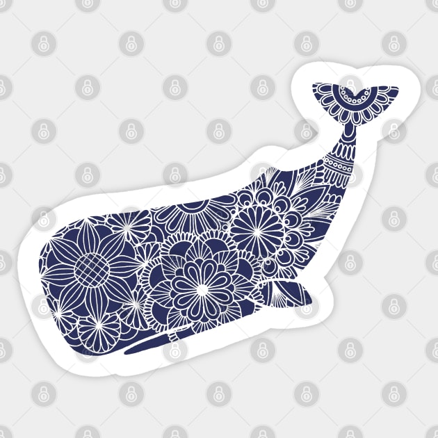 Whale (blue and white) Sticker by calenbundalas